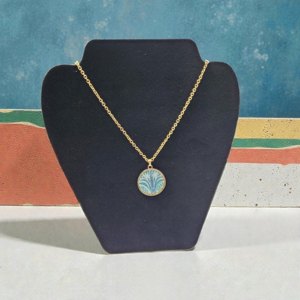 Alex and Ani Blue Lotus Necklace Swarovski Crystal 14kt Gold Plate